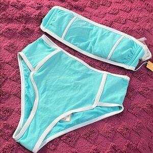 Kona Sol Turquoise Bikini with White Accents